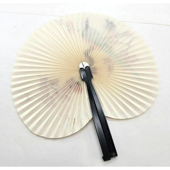 Vintage Asian Paper & Bamboo Hand Fans Set With Bird & Floral Designs je186 - Picture 6 of 12